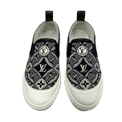 Louis Vuitton Play Timeline Monogram Sneakers Shoes Fabric Leather Black White