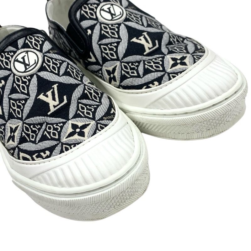 Louis Vuitton Play Timeline Monogram Sneakers Shoes Fabric Leather Black White