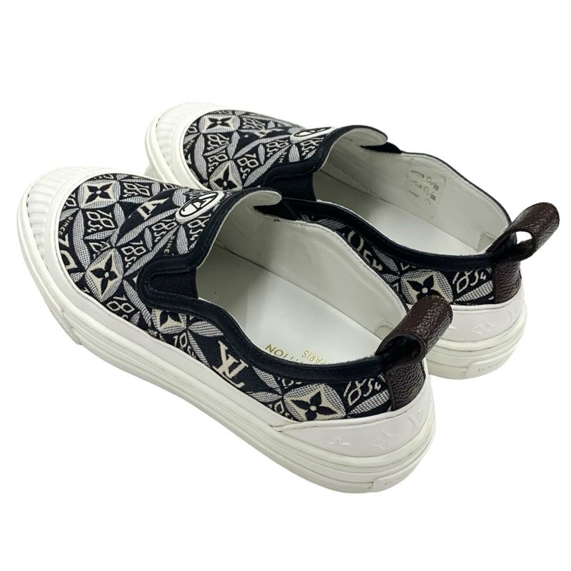 Louis Vuitton Play Timeline Monogram Sneakers Shoes Fabric Leather Black White