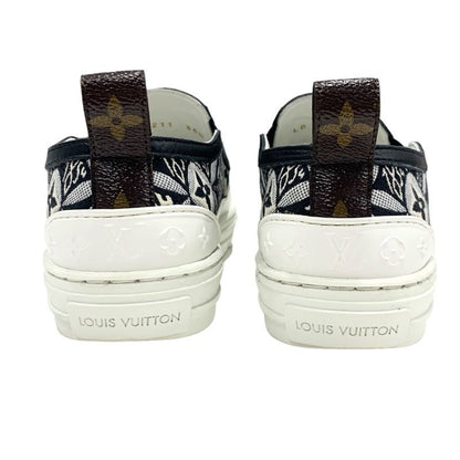 Louis Vuitton Play Timeline Monogram Sneakers Shoes Fabric Leather Black White