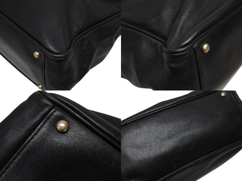 Chanel Camellia Logo Design Bag Black Leather Gold — view 7