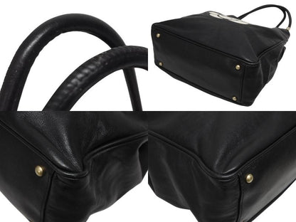 Chanel Camellia Logo Design Bag Black Leather Gold — view 6