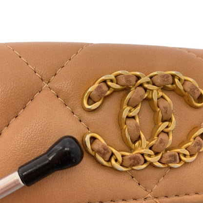 Chanel | Chanel 19 D'isneuf Matelasse Tri-fold Lambskin Compact Wallet | Brown