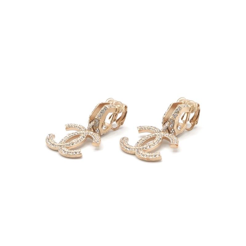 Chanel Earrings Earring Gold Coco Mark Rhinestone