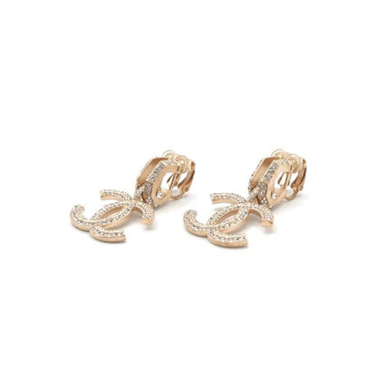 Chanel Earrings Earring Gold Coco Mark Rhinestone