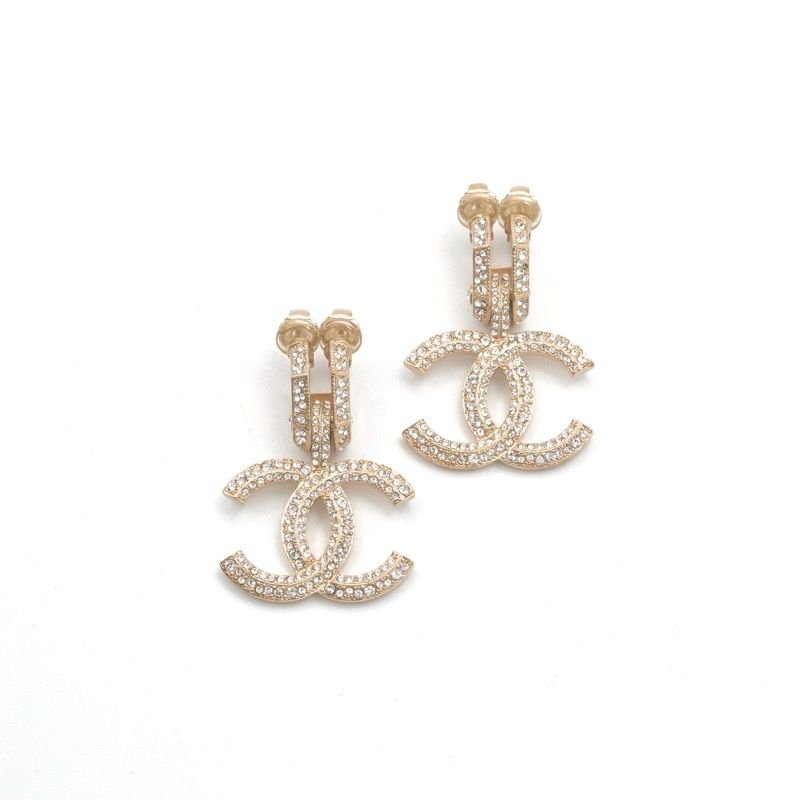 Chanel Earrings Earring Gold Coco Mark Rhinestone