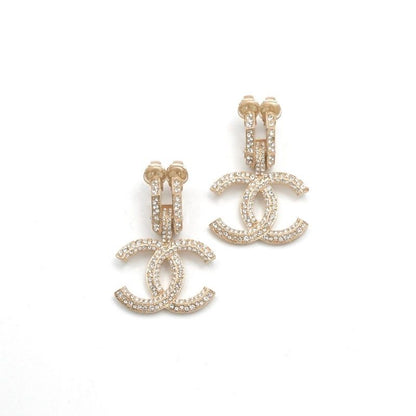 Chanel Earrings Earring Gold Coco Mark Rhinestone