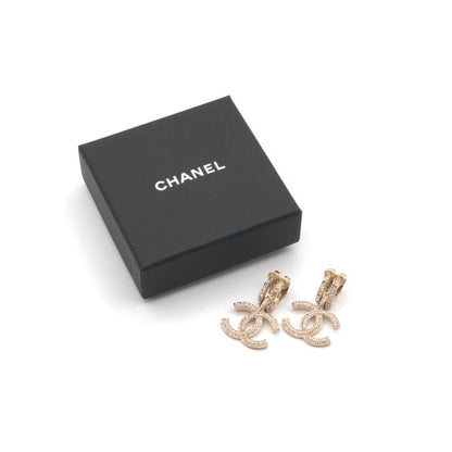 Chanel Earrings Earring Gold Coco Mark Rhinestone