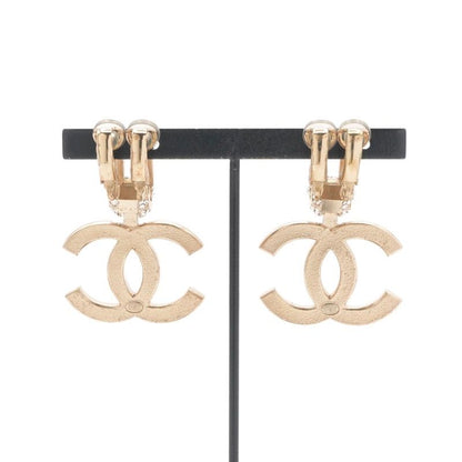 Chanel Earrings Earring Gold Coco Mark Rhinestone