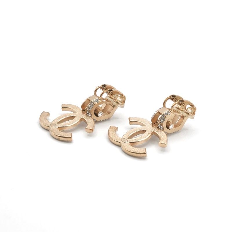 Chanel Earrings Earring Gold Coco Mark Rhinestone
