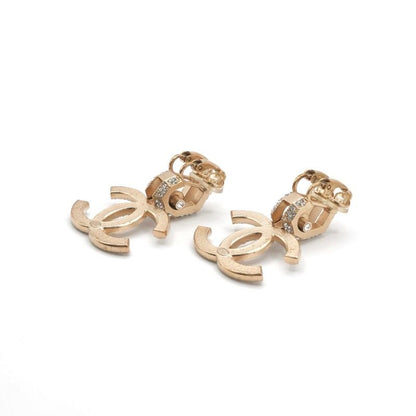 Chanel Earrings Earring Gold Coco Mark Rhinestone
