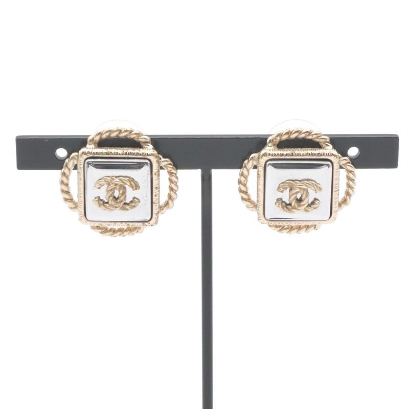 Chanel Earrings Earring Gold Silver Coco Mark