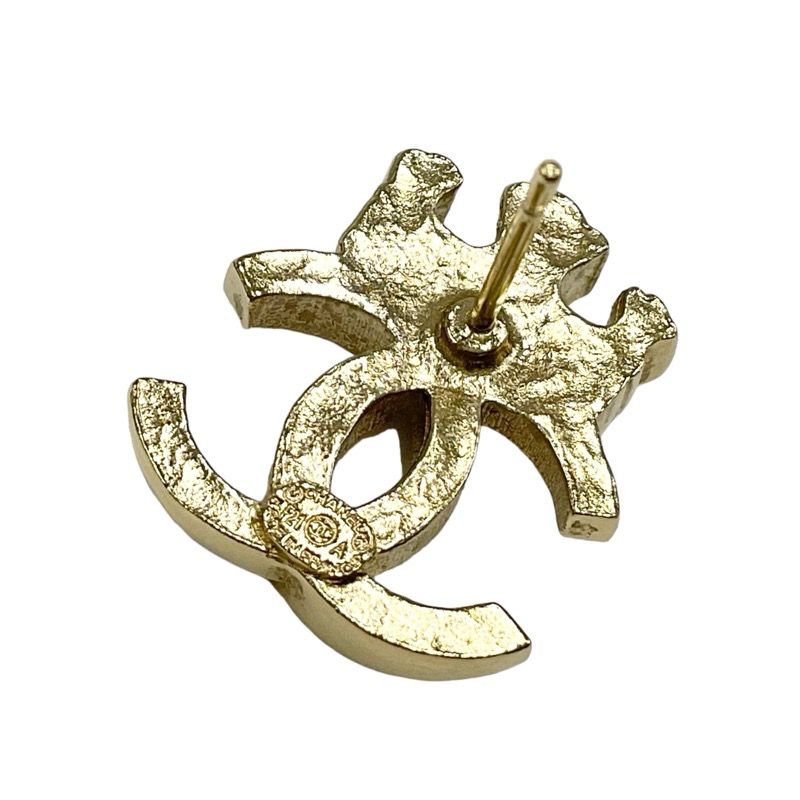 Chanel Earrings Cocomark Crown Rhinestone Gold