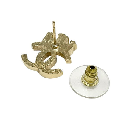 Chanel Earrings Cocomark Crown Rhinestone Gold