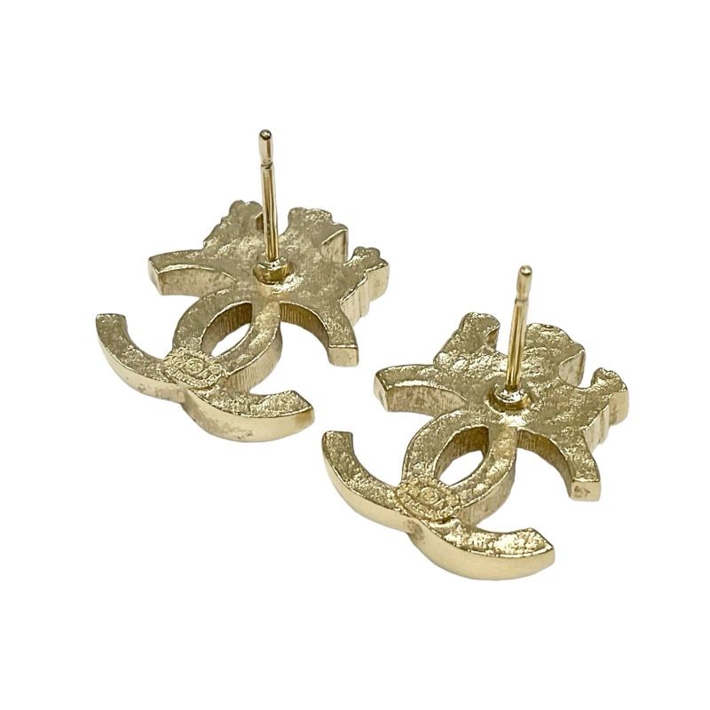 Chanel Earrings Cocomark Crown Rhinestone Gold