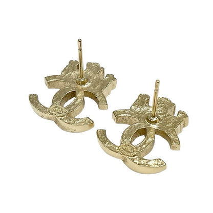 Chanel Earrings Cocomark Crown Rhinestone Gold