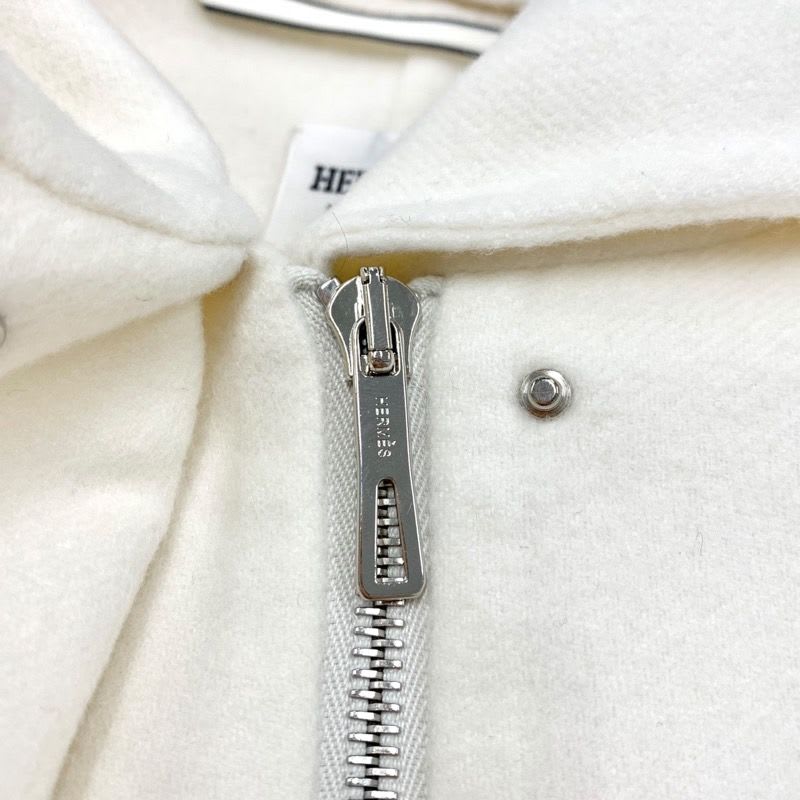 Hermes Outer Hoodie Blouson Jacket Cashmere White