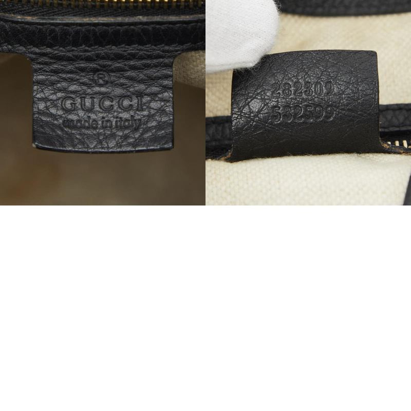 Gucci Soho Interlocking G Shoulder Bag Tote Bag 282309 Black Leather Women's