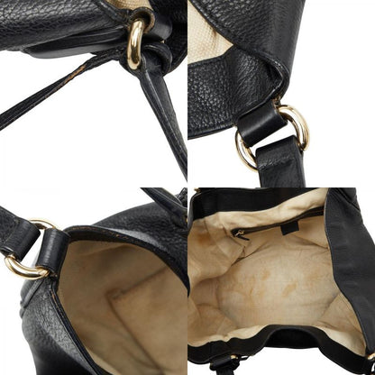 Gucci Soho Interlocking G Shoulder Bag Tote Bag 282309 Black Leather Women's