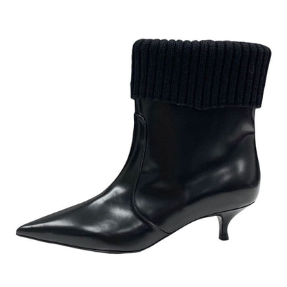 Christian DIOR Boots Short Boots Shoes Leather Knit Black