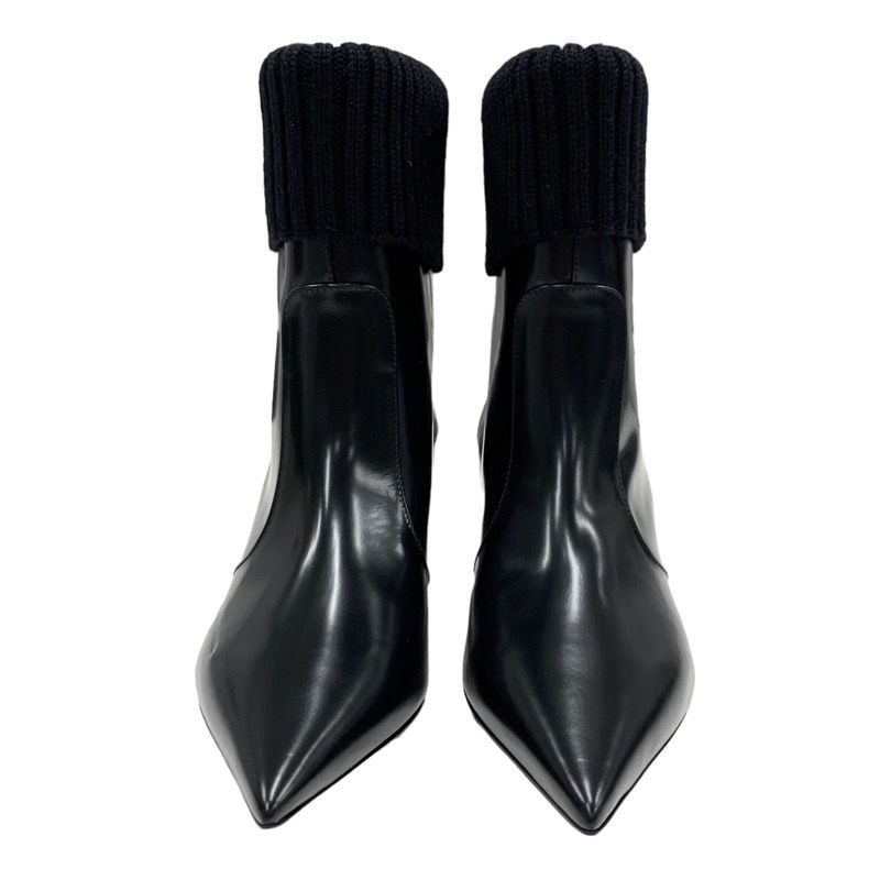 Christian DIOR Boots Short Boots Shoes Leather Knit Black