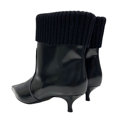 Christian DIOR Boots Short Boots Shoes Leather Knit Black
