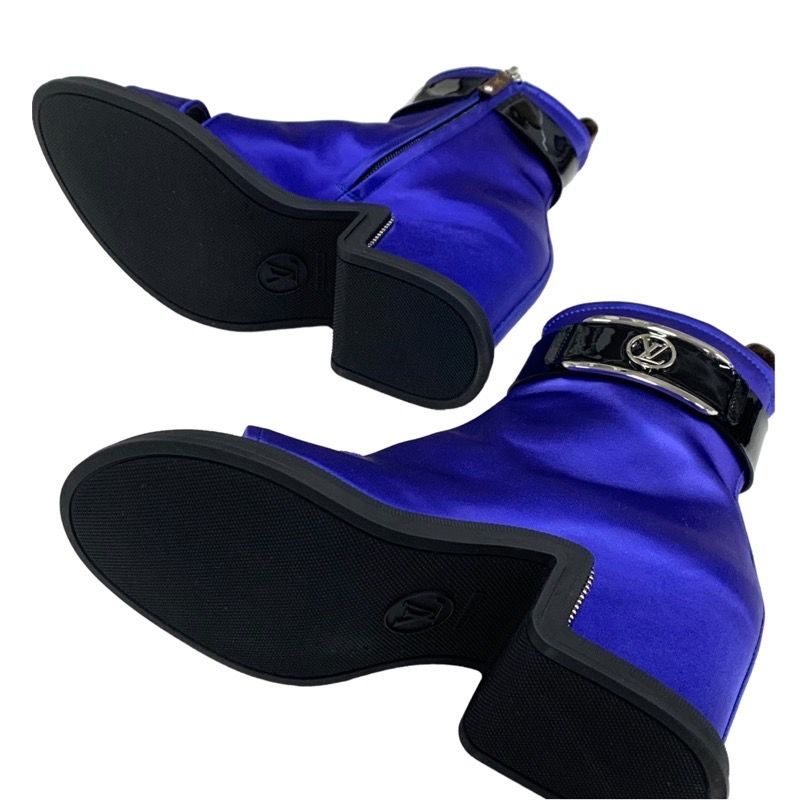 Louis Vuitton Moonlight Line Boots Short Boots Ankle Boots Shoes Belt Satin Blue
