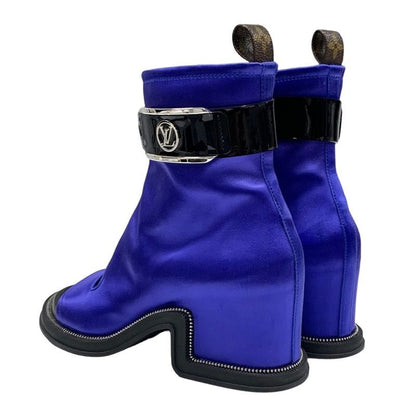 Louis Vuitton Moonlight Line Boots Short Boots Ankle Boots Shoes Belt Satin Blue