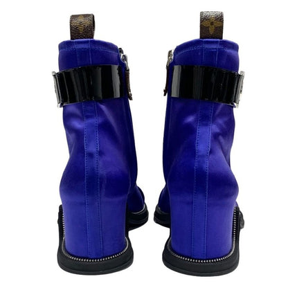 Louis Vuitton Moonlight Line Boots Short Boots Ankle Boots Shoes Belt Satin Blue