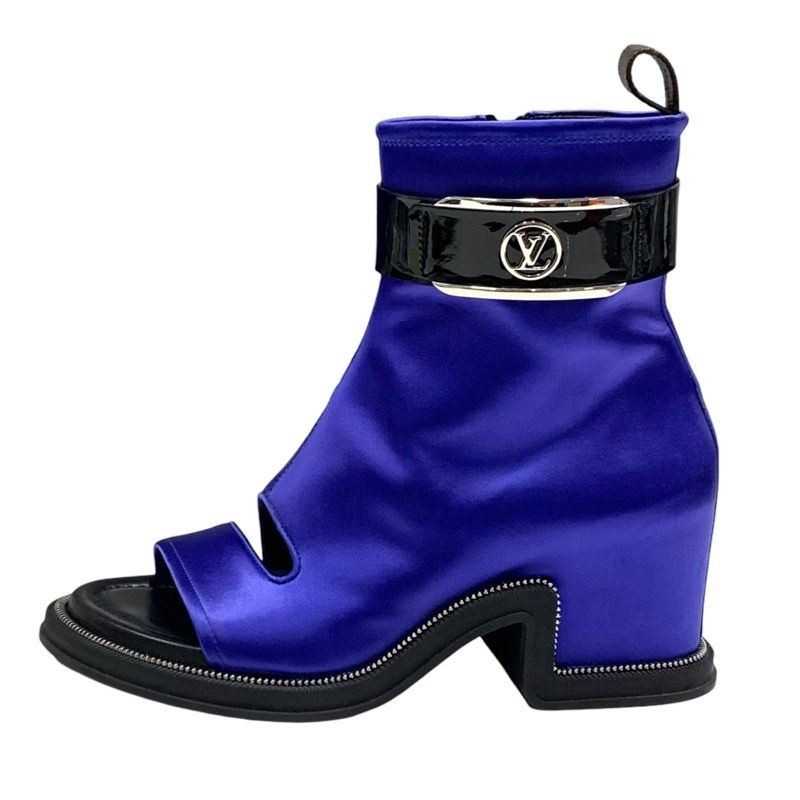 Louis Vuitton Moonlight Line Boots Short Boots Ankle Boots Shoes Belt Satin Blue