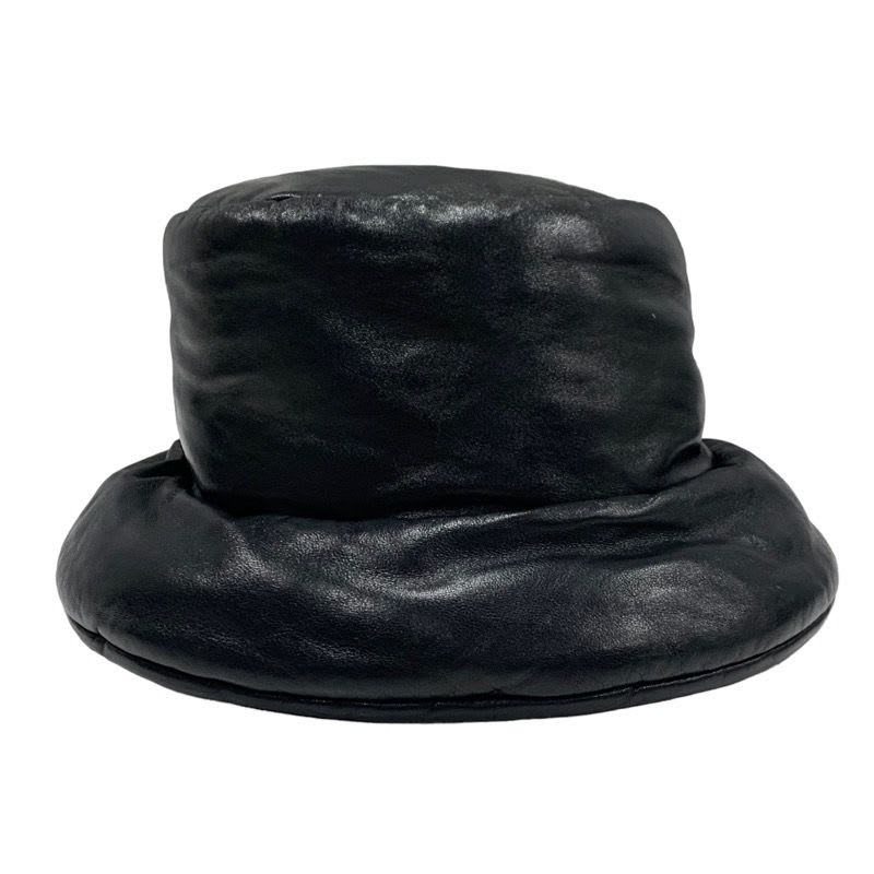 Prada Hat Soft Padded Nappa Leather Triangle Bucket Black