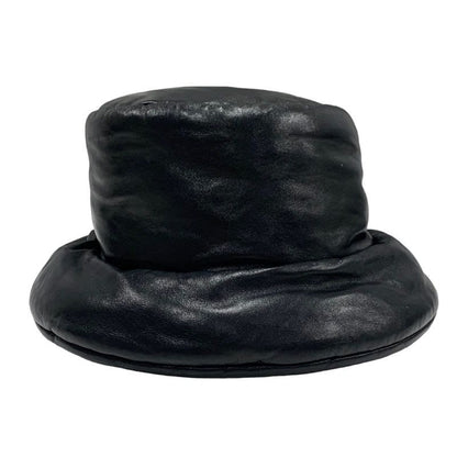 Prada Hat Soft Padded Nappa Leather Triangle Bucket Black