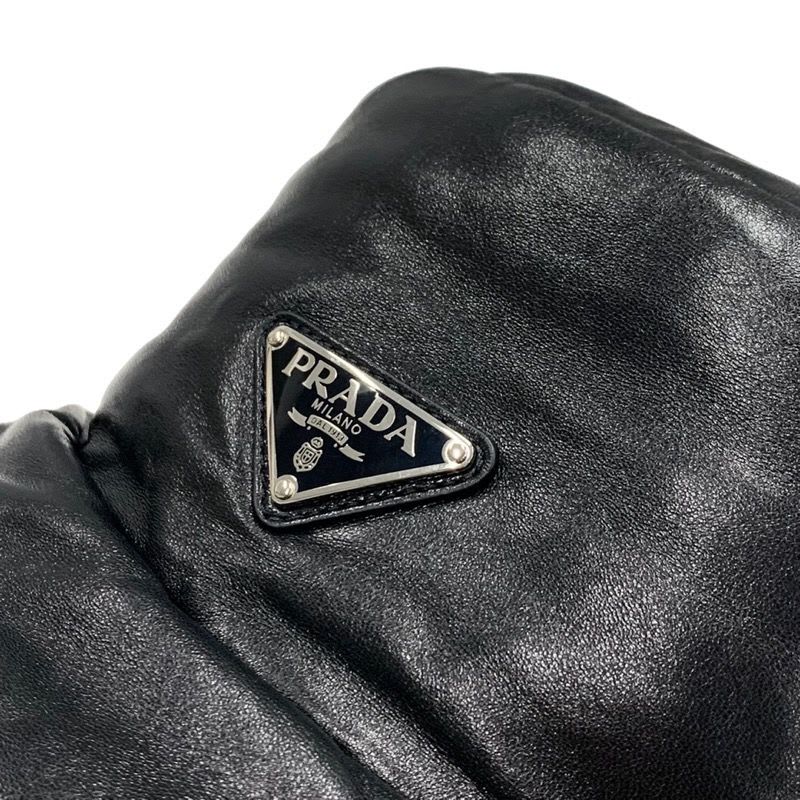 Prada Hat Soft Padded Nappa Leather Triangle Bucket Black