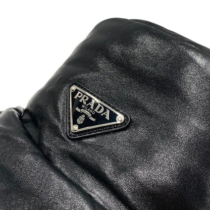 Prada Hat Soft Padded Nappa Leather Triangle Bucket Black