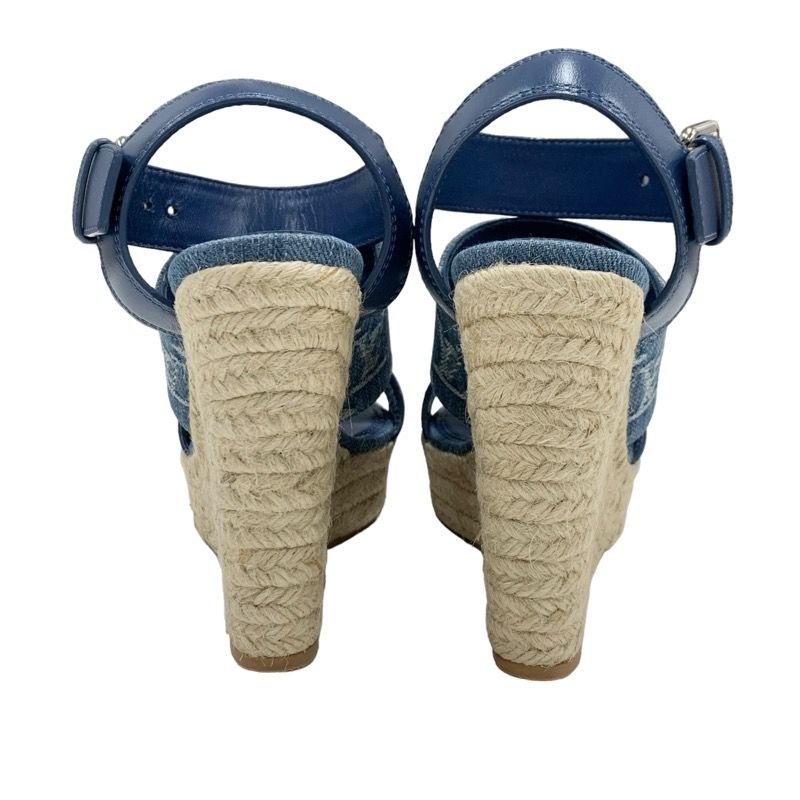 Louis Vuitton Starboard Line Sandals Shoes Leather Denim Blue Unused Espadrilles