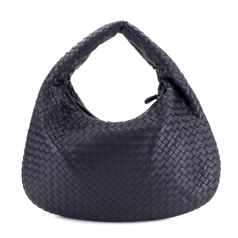 Bottega Veneta Intrecciato One Shoulder Bag Leather Navy Gunmetal