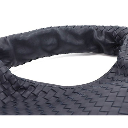 Bottega Veneta Intrecciato One Shoulder Bag Leather Navy Gunmetal