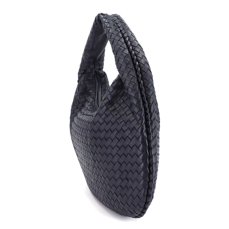 Bottega Veneta Intrecciato One Shoulder Bag Leather Navy Gunmetal