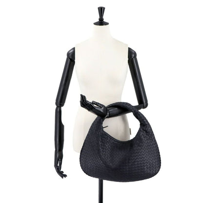 Bottega Veneta Intrecciato One Shoulder Bag Leather Navy Gunmetal