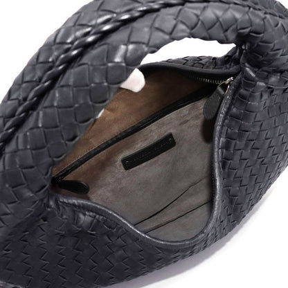 Bottega Veneta Intrecciato One Shoulder Bag Leather Navy Gunmetal