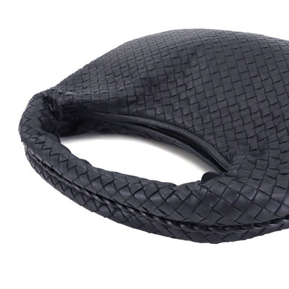 Bottega Veneta Intrecciato One Shoulder Bag Leather Navy Gunmetal