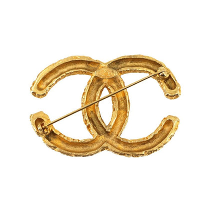 Chanel Coco Mark Lava Brooch Gold Accessory 93 A Vintage Logos