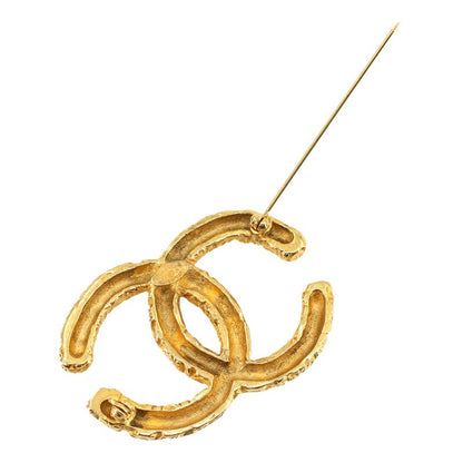 Chanel Coco Mark Lava Brooch Gold Accessory 93 A Vintage Logos