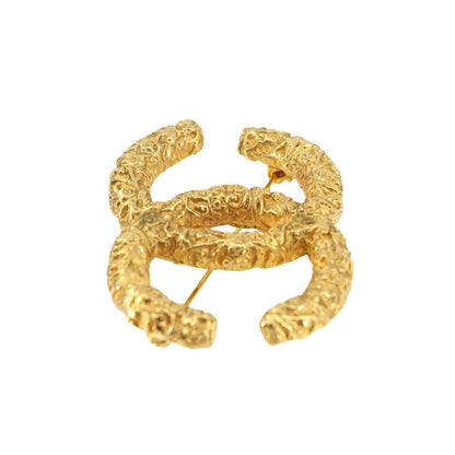 Chanel Coco Mark Lava Brooch Gold Accessory 93 A Vintage Logos