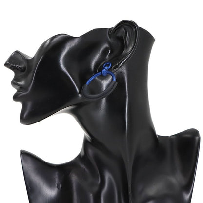 Hermes Loop PM Earrings Swift Blue Indigo Accessory Aluminum