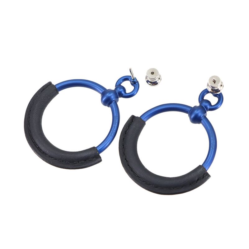 Hermes Loop PM Earrings Swift Blue Indigo Accessory Aluminum