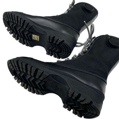 Prada Boots Short Boots Middle Boots Shoes Lace Up Leather Fabric Black