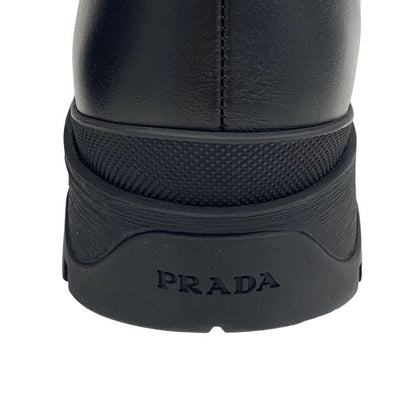 Prada Boots Short Boots Middle Boots Shoes Lace Up Leather Fabric Black