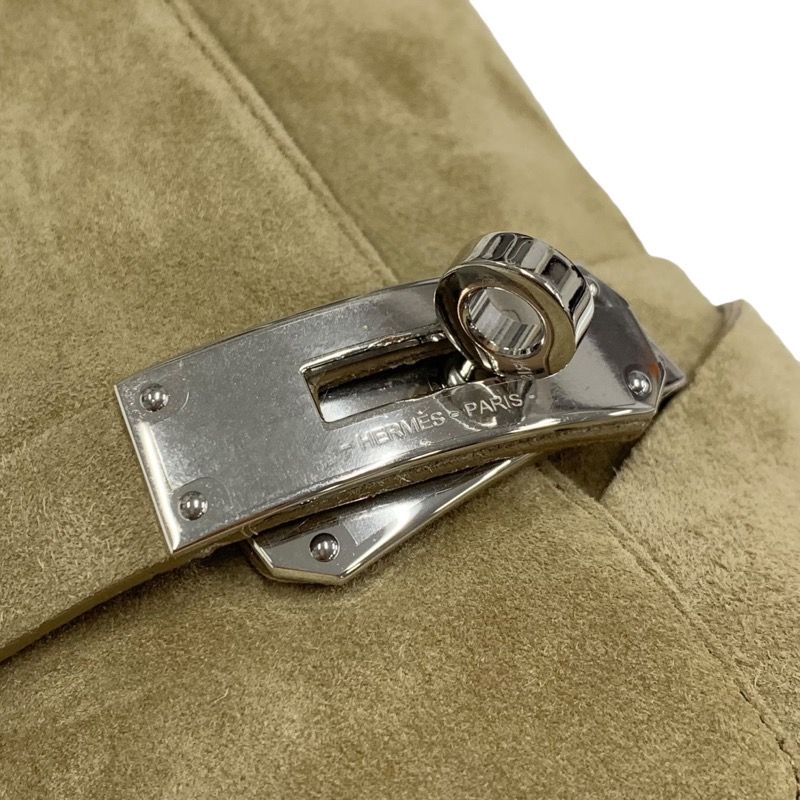 Hermes Frenchie Boots Short Boots Shoes Kelly Hardware Suede Beige