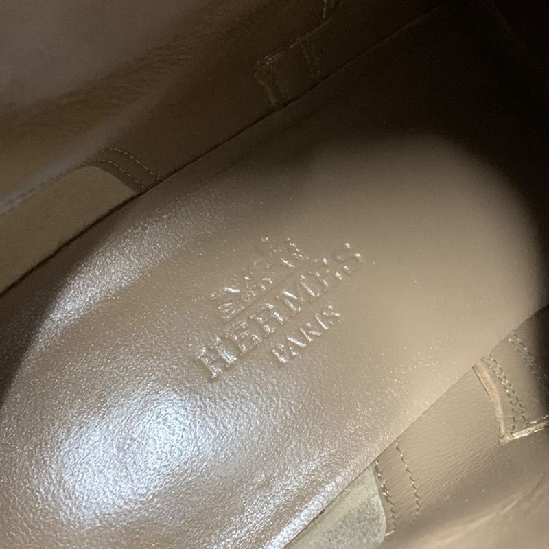 Hermes Frenchie Boots Short Boots Shoes Kelly Hardware Suede Beige